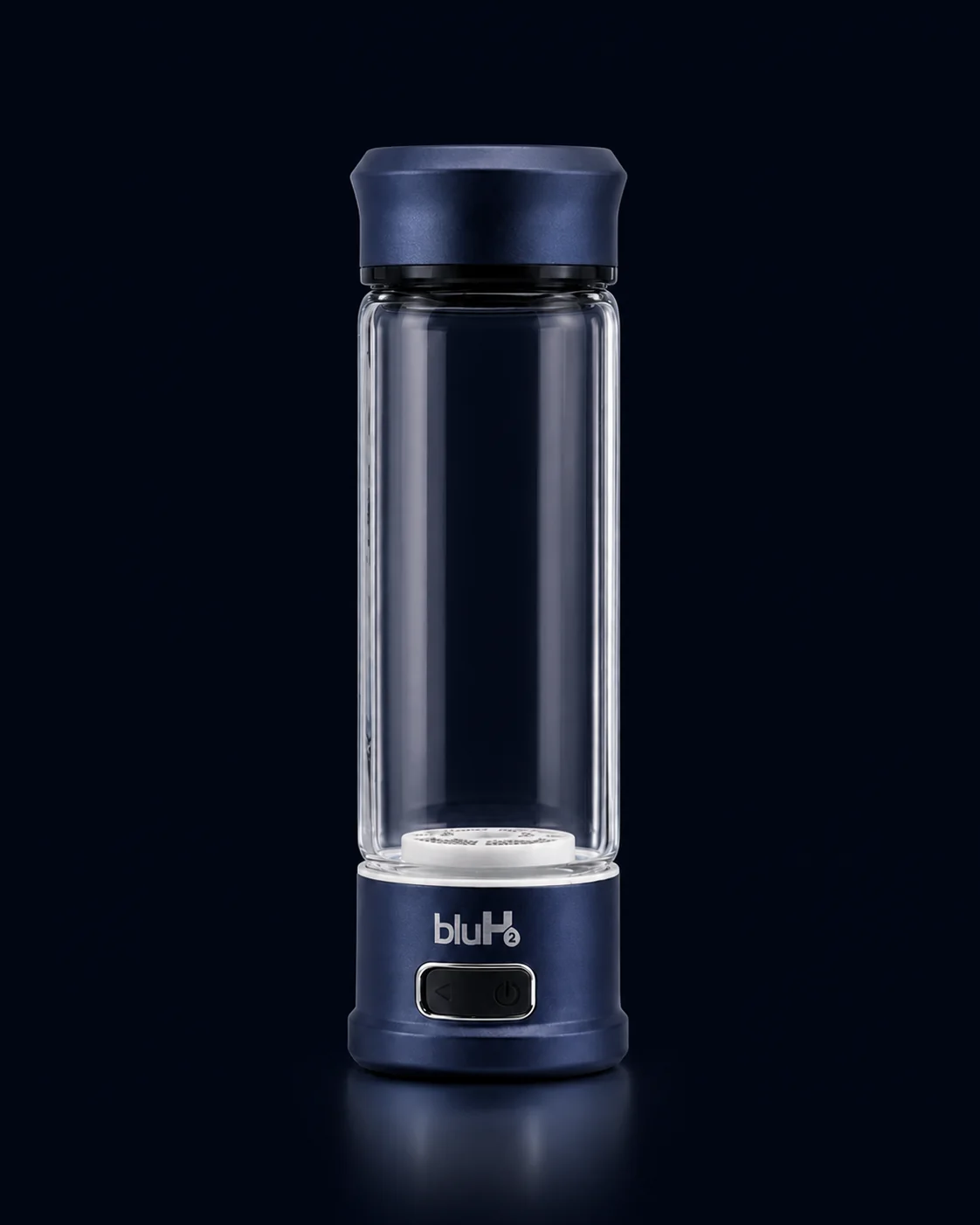 BluH2 Flow bottle on a dark background